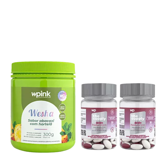 Kit Wesha chá verde e abacaxi + 2 ácidos hialurônicos