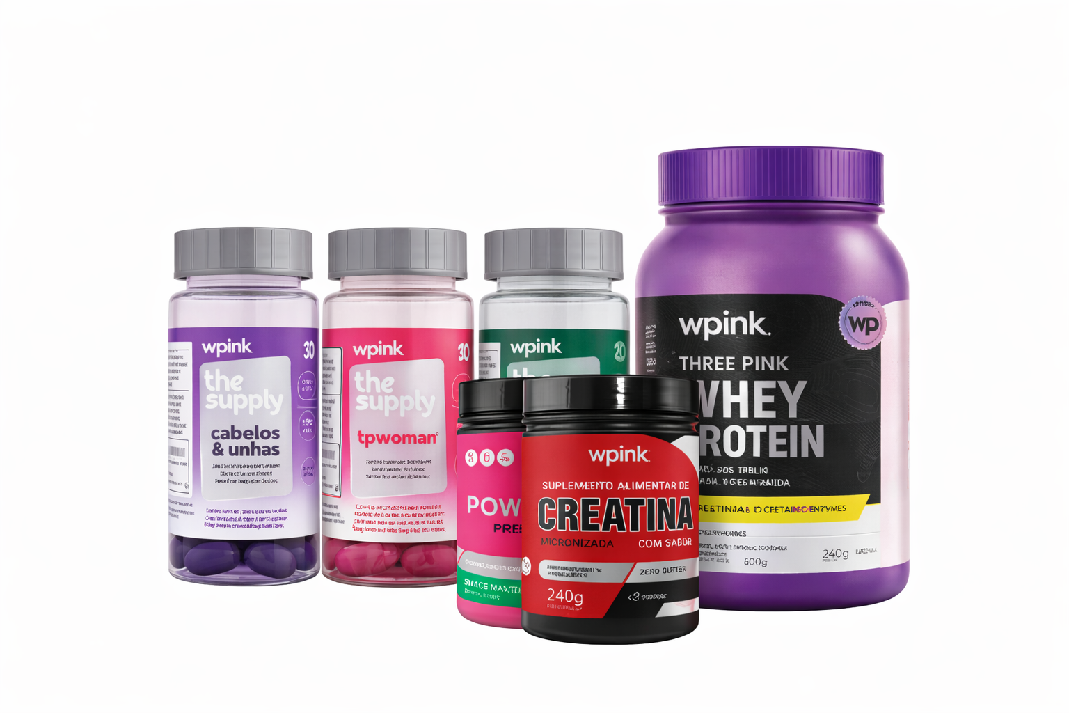 Kit Wpink - Protocolo Shape & Beleza (Whey + Creatina + Vitaminas)