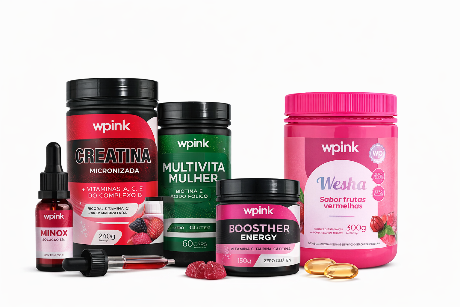 Kit Wpink: Creatina + Booster Energy + Multivita Mulher