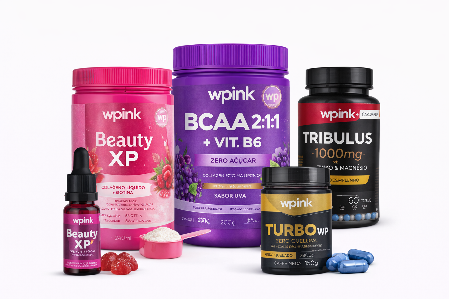 Kit Beauty & Power: Colágeno + BCAA + Tribulus + Turbo WP